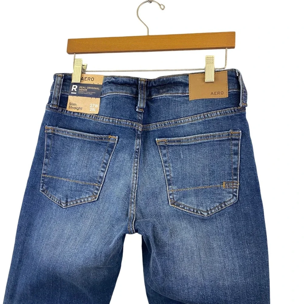 Aeropostale Areo Real Original Denim Jeans Womens 27/28 Slim Straight Distressed